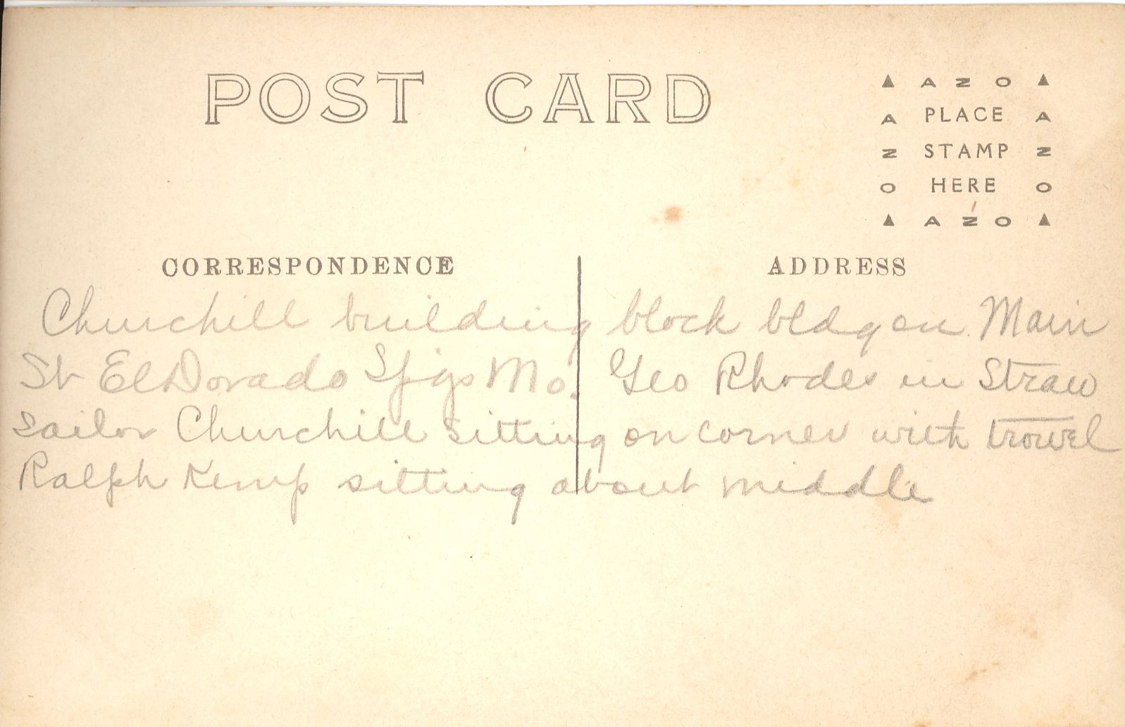 Back of Post Card